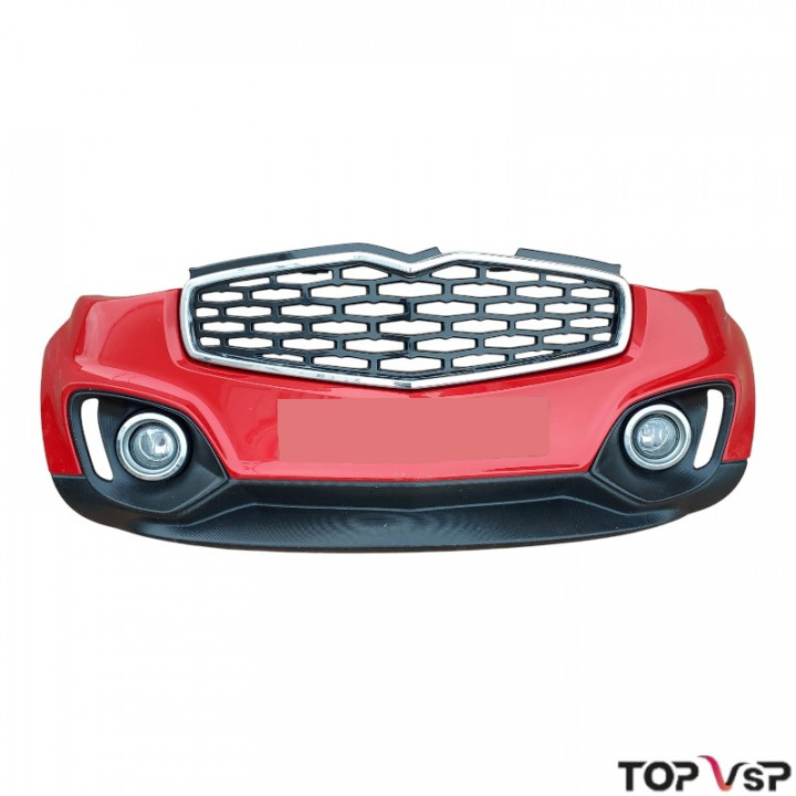 Pare-chocs avant rouge complet CH46 avec calandre, chrome et antibrouillard occasion