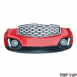 Pare-chocs avant rouge complet CH46 avec calandre, chrome et antibrouillard occasion