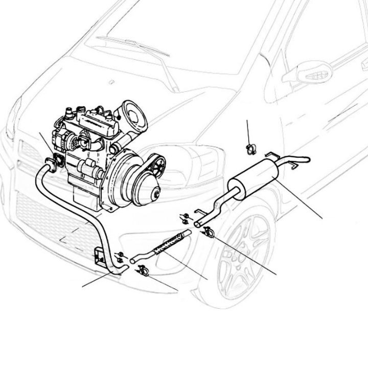 Ligne, collecteur, tresse et silencieux d'échappement